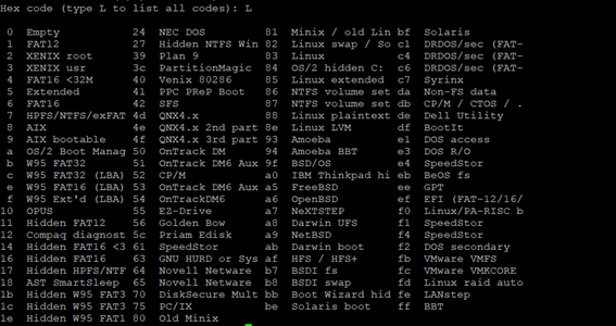 Linux LVM fdisk L