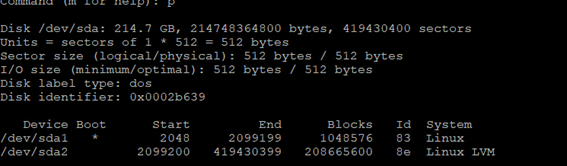 Linux LVM fdisk p