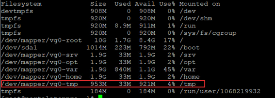 lvextend -L +5G /dev/mapper/vg0-tmp