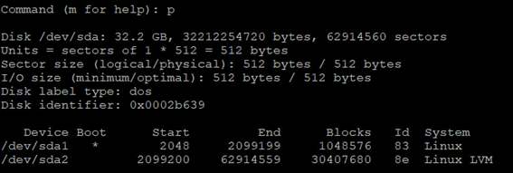 Linux LVM fdisk p