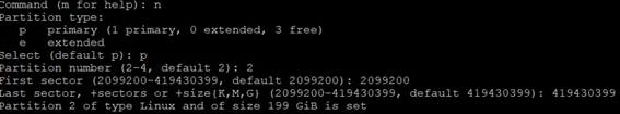 Linux LVM fdisk n