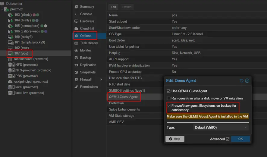 Deshabilitar freeze-fs-on-backup