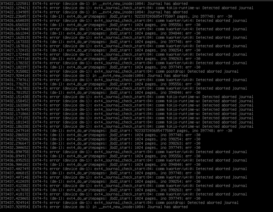 Errores EXT4 journal aborted en Proxmox Backup Server