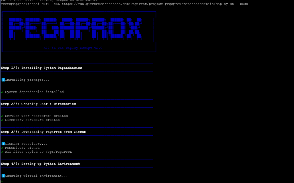 instalar pegaprox proxmox script despliegue automático